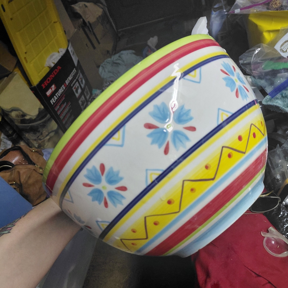 decorative ceramic bowl  Coventry Pico Brights Dishwasher Safe Geometric 10"x7"